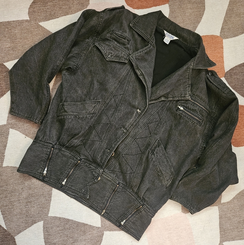 Vintage Freeze Brand Black Wash Denim Jacket Size L